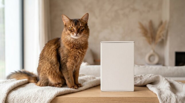 cat with its food pouch mockup
