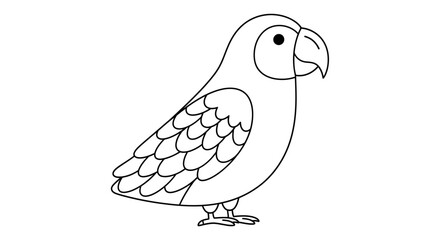 Obraz premium Parrot illustration, black line art bird, simple vector parrot, colorful pet outline