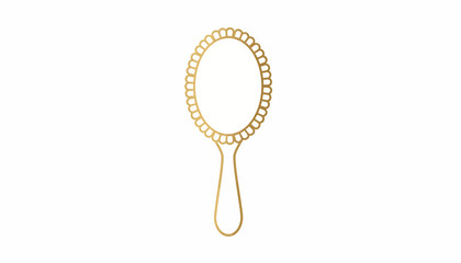 Golden handheld mirror, luxury beauty tool, decorative accessory, shiny gold object © Adam