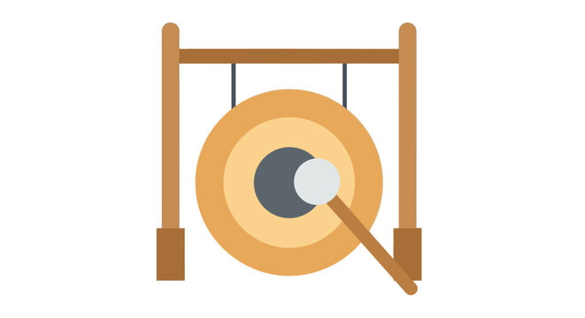 Gong, Chinese Gong Icon, Vector Gong Symbol, Sound Instrument Illustration