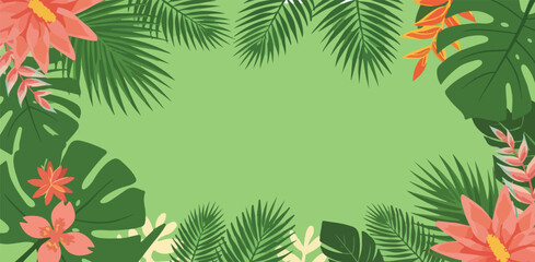 Naklejka premium Tropical Jungle Frame Background