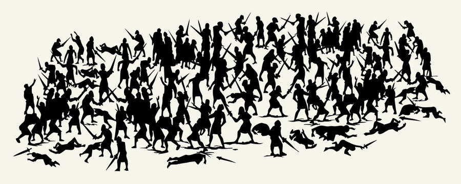 Vector drawing. Battle on the field