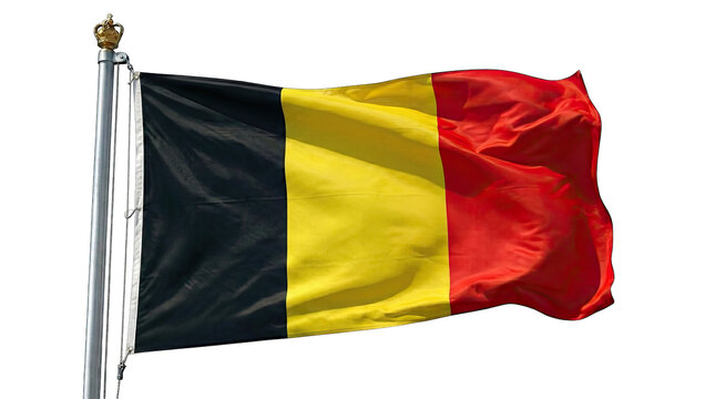 Waving belgian flag isolated on transparent background a symbol of belgium's national identity