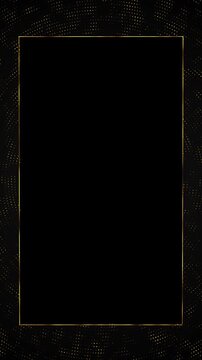 Luxury gold border background black blank center, dotted sparkle pattern, and premium frame design. ceremony videos, product titles, invitations, festive messages, award promos, motion overlays.