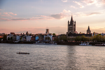 Fototapeta premium Cologne Old Town Skyline with Gross St. Martin Church, Germany