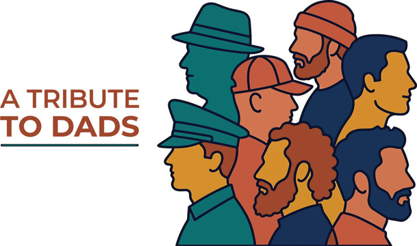 group of men and woman in colorful profile illustrations