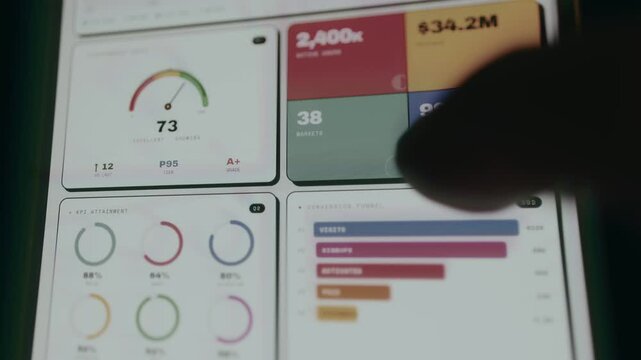 Data dashboard containing various key metrics indicators KPI and performance metrics