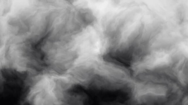 Abstract monochrome turbulent smoke cloud animation seamless loop background