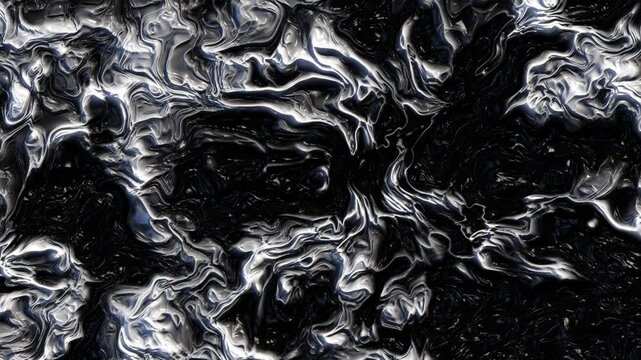 Dark abstract liquid metal rippling texture seamlessly looping background