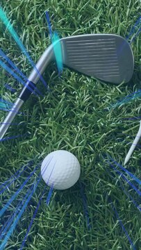 Vertical video: Shaft starting iron head sweep left, revealing tee and nudging ball for practice