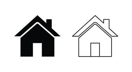 Fototapeta premium house icon set black and white outline design on white background