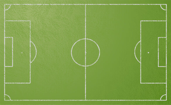 Professional football field vector illustration, soccer with crisp white lines on fresh green turf. Background soccer