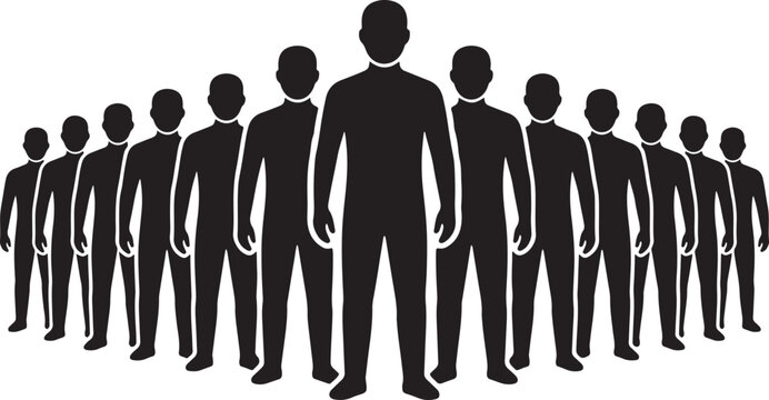 Leadership and Professional Team Silhouette Representing Unity Teamwork and Human Resources Isolated on White Background Vector Illustration