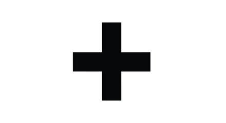 Fototapeta premium Black plus sign on white background simple geometric shape