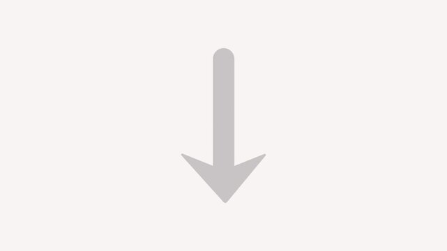 4K animation of a black continuous one-line arrow pointing downward on a neutral background, representing direction, decrease, or navigation.