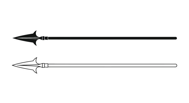 Spear silhouettes black and white linear design on white background