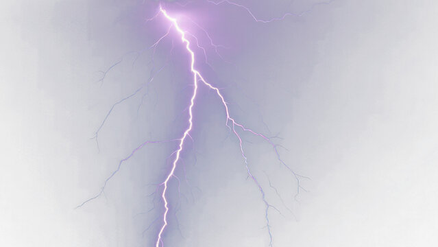 Purple Lightning bolt, Lightning, electric lightning bolt strike, lightning bolt strike set. Thunderstorm or light effect on PNG and White Background