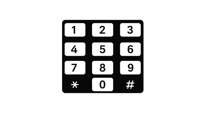 keypad icon black numbers and symbols on white background