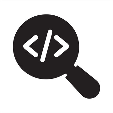 Code Search Icon, Developer Debug and Source Code Analysis Symbol, Programming Vector
