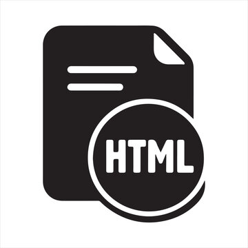 HTML File Icon, Web Development Code Document Symbol, Programming and Coding Vector