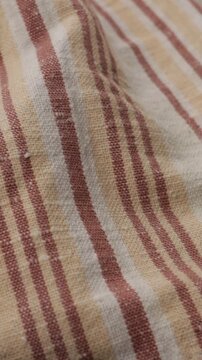  zoom stripped kitchen cotton or linnen natural fabric textile background vertical video