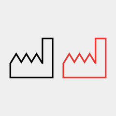Fototapeta premium Manufacturer Factory Outline Symbol Black and Red Icon Set – Manufacturing Facility Medical Label Badge