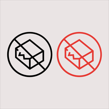 Do Not Use If Damaged Fragile Symbol Black and Red Circle Icon Set &ndash; Broken Package Warning Medical Badge