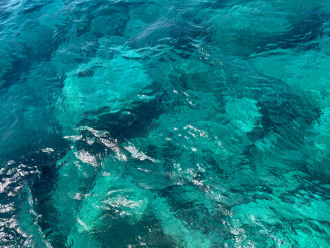 Azure blue ocean clear waves.
