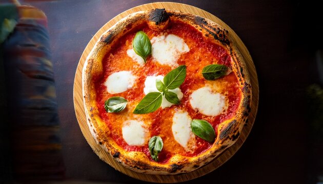 indulge in a vibrant napolitanian italian pizza a delicious marguerita pizza that captures the essence of fast food experience the colors and flavors of this street food delight a true italian food