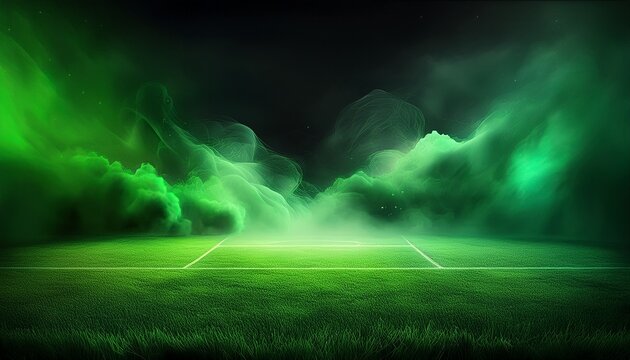 smoke green background dark ground light smell toxic black bad fog stadium stink mist background green grass smoke cloud fart soccer night field dust poison potion floating sport transparent dirty