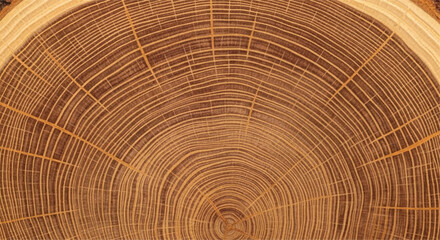 Wood grain cross section. Wood texture of cut tree. Closeup of tree trunk rings.  © shazam