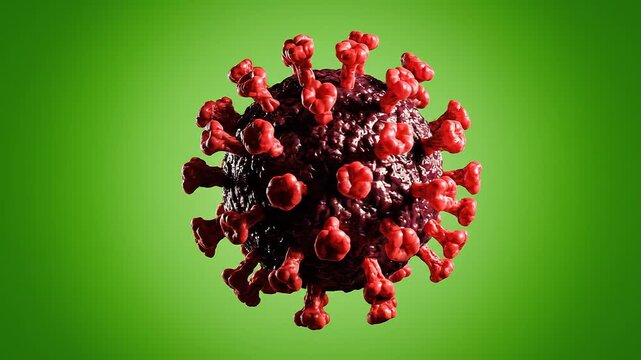Microscopic Virus Animation on Green Screen Background, Seamless Loop Pathogen Cells Floating, Medical Microbiology Concept, Alpha Channel Ready Chroma Key, High Detail Scientific Visualization for He