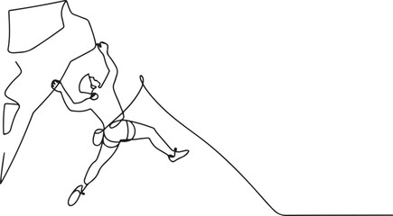 One continuous line drawing of wall climbing vector illustration. wall climbing design in simple linear continuous style vector concept. one line icon drawing vector © MDABBAS