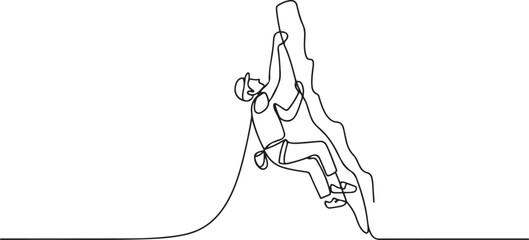 One continuous line drawing of wall climbing vector illustration. wall climbing design in simple linear continuous style vector concept. one line icon drawing vector © MDABBAS