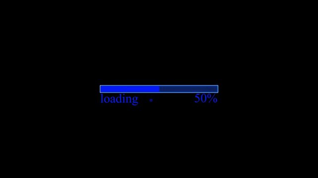 Abstract loading bar animation transparent background, Loading bar and percentage Futuristic progress loading bar, on a black background, Futuristic progress loading bar 0-100 percent.
