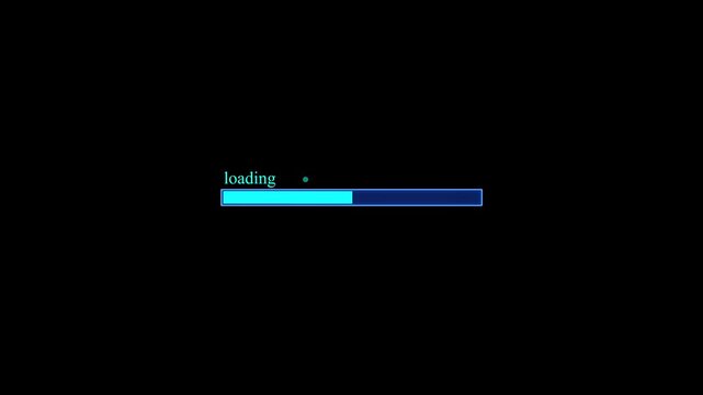 Loading bar with percent counter in vintage style. Loading bar. Sending bar. Status bar loading process indicator on black background.
