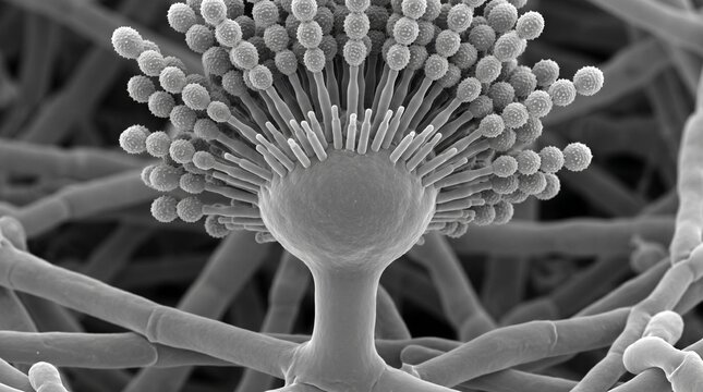 Fungal Conidiophore Vesicle Metula Phialide SEM