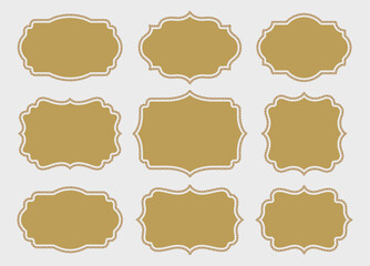 Fototapeta premium Golden ornamental label collection with luxury frame borders for premium product packaging.