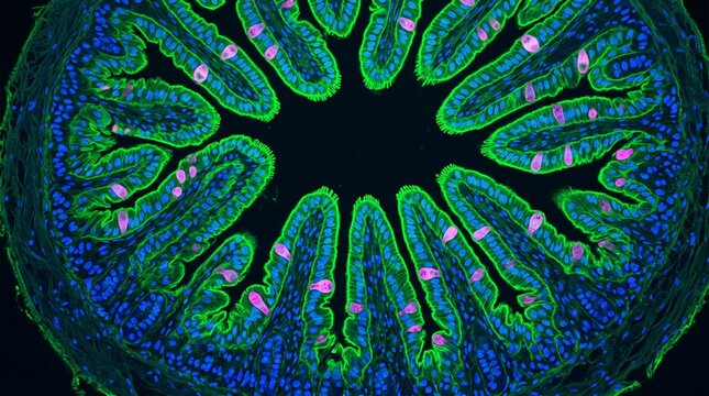 Intestinal Crypt Villus Architecture Confocal Section
