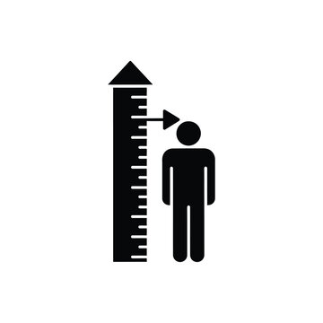 Height measurement icon with human silhouette and ruler