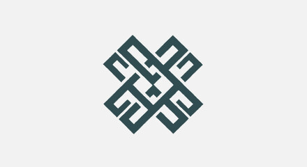 Obraz premium Geometric interlocking knot symbol for modern business branding