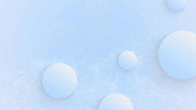 Soft blue abstract sphere background clean white circles, thin line rings, light network details, calm minimal style. medical corporate presentations, science promos, clean slides, modern overlays.