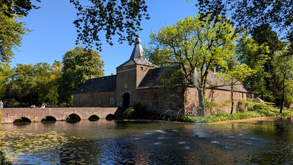 Fototapeta premium Historic Arcen Castle Exterior with bridge, Netherlands