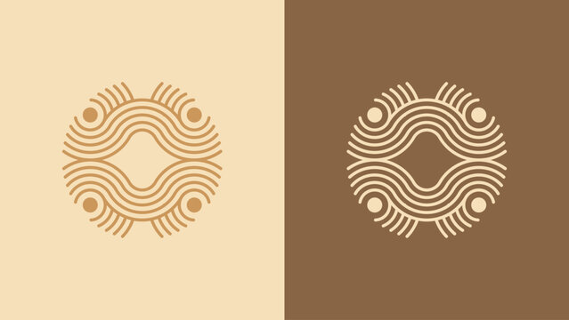 Abstract Circular Wave Zen Logo Design Vector Organic Ripple Pattern Symbol