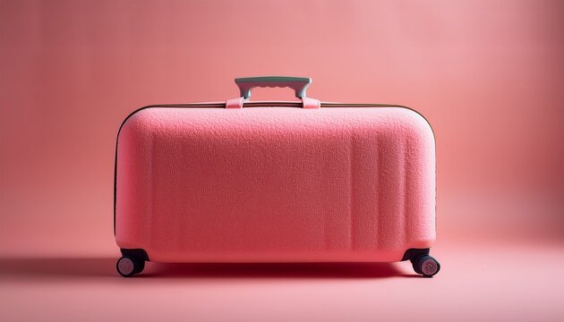 travel suitcase made of dense soft sponge material on wheels pink minimal studio still life tactile feel concept and texture ai generative