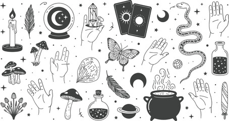 Mystical and occult symbols and elements magic witchcraft © Priyom