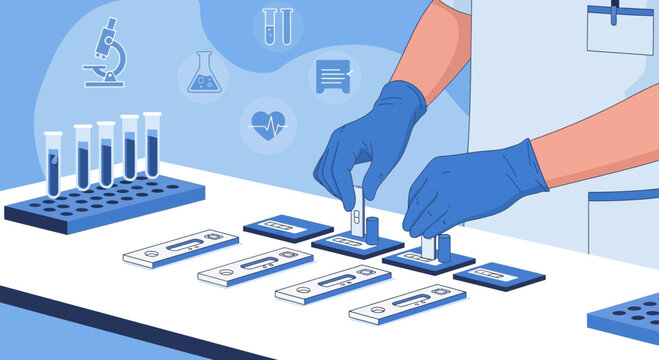 Medical professional performing rapid diagnostic tests in a laboratory setting