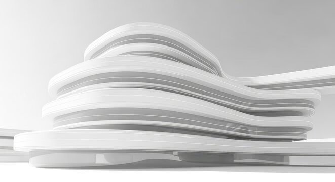 a white object with a wavy surface on a white background with gray 3d rendering abstract object whit