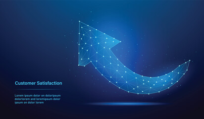 Customer Satisfaction Growth Arrow Wireframe Low Poly Business Success Analytics Data Concept Background © UIA Design 