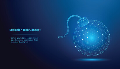 Explosion Risk Concept Digital Bomb Wireframe Network Cyber Security  © UIA Design 